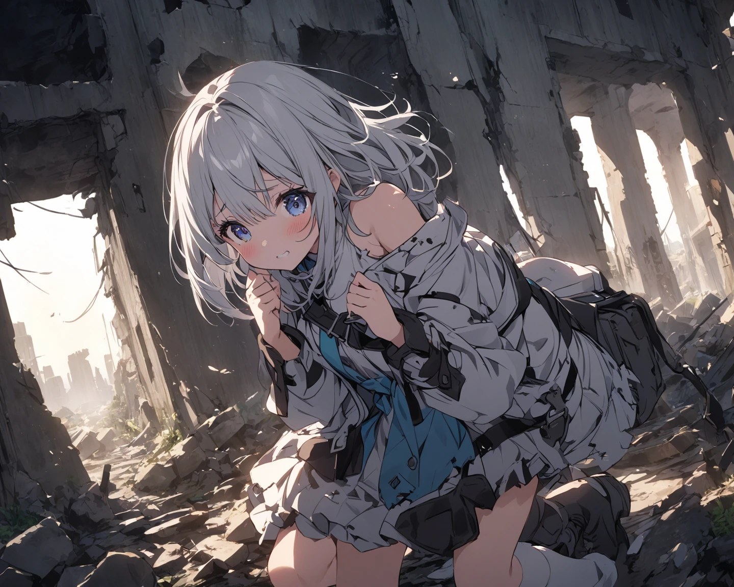 modern、Looking at a computer monitor、stock investment、Currency Transactions、Crash、Big loss、Lehman Shock、Stop loss、bankruptcy、chart、Nikkei average、Girl、Girl、Short、Younger、Baby Face、flat chest、、Dynamic Angle、masterpiece、best quality、ultra-detail、Both eyes open、Crying face