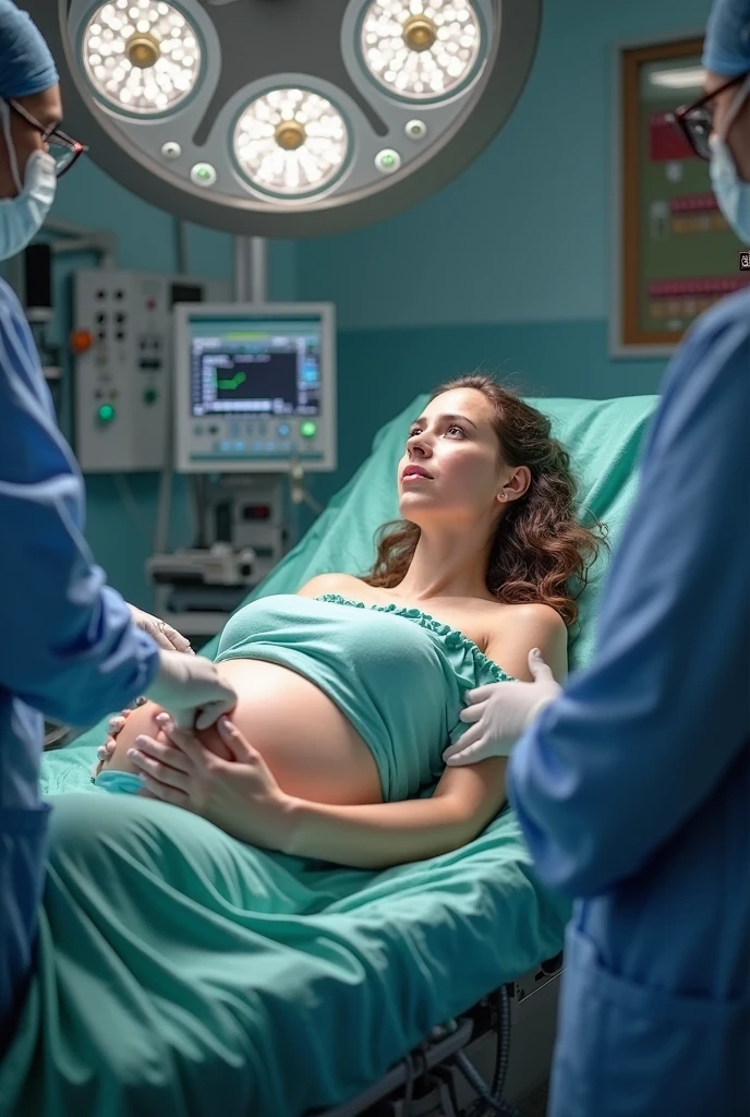 She is giving birth to 100 twins.