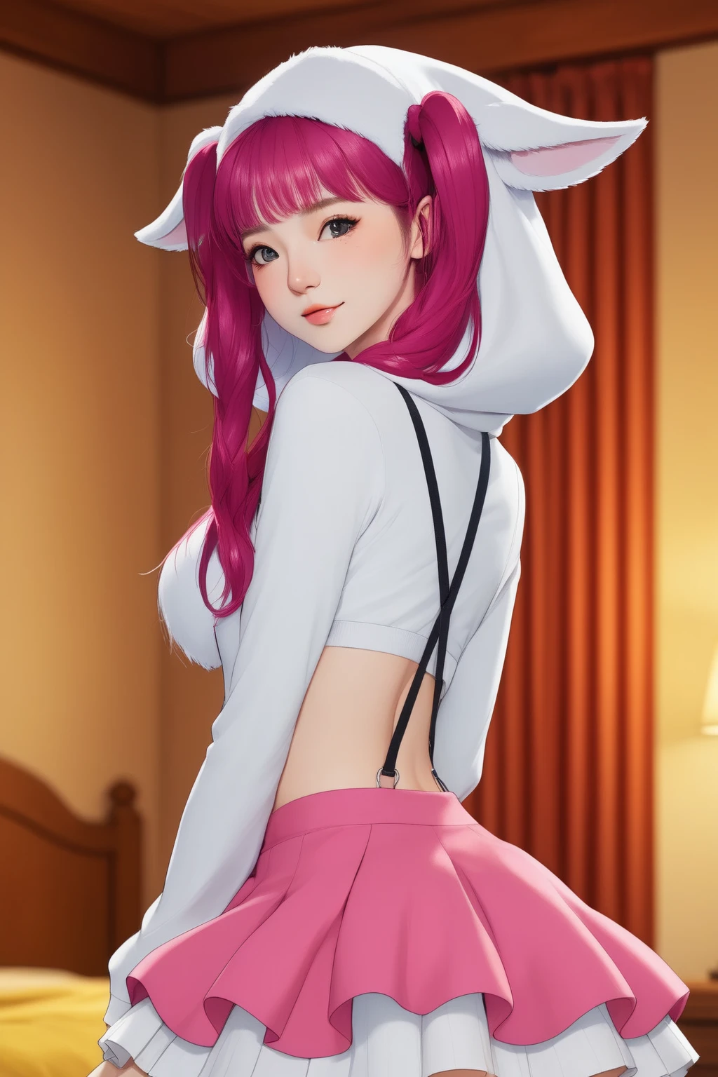 (Masterpiece, best quality, 1 girl, alone, complicated details, Chromatic aberration), realistic, ((Moderate breath)),long hair, pink hair, Red headpiece, Pink Highlights, hair on one eye,purple eyes, earring, sharp eyes, choker, Neon coat, She wears a collar, bangle, and kimono style garters., crop top, (symmetrical eyes),(Perfect symmetrical body),against the wall, Brick wall, (colorful graffiti words on the wall:1.2), The light is dim., alley ,Look at the viewer.、Dig the chest、smile、(sleeveless、Navel touch、Fitted turtleneck.)、street string hot pants、Thin bottom、Please build above the eaves..、Thin shoulders、japan Kimono((Roll up your skirt)), Pleated skirt, blush, Round face, (Droopy eyes), blush, ((((Embarrassed face)))) ((Spread your legs))classroom、beautiful girl、(Serious-looking beautiful girl)Light brown hair、((No panties))、barefoot、barefoot、((Please pee))、The floor is wet with urine