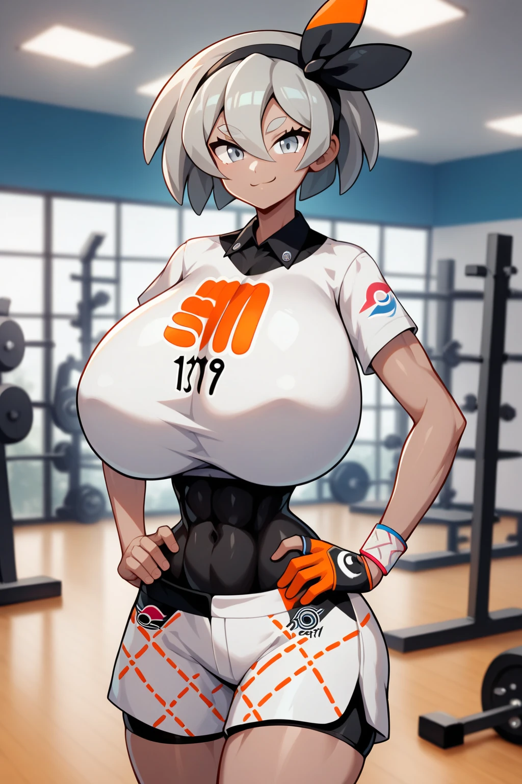 Masterpiece, high quality, absurd resolution, digital painting, (artwork), by Dagasi, (fluffy fur: 1.1), confident, anthro male snow leopard, bright eyes, character focus. (Detailed face), Cute face, (black basketball jersey, short pants), (indoor, bedroom, sitting on the bed: 1.2),BIG_BREASTS, sexy breasts, breasts focus, boy, (Hyper bulge), Huge bulge, Big bulge, (Normal body structure), (adult),(crotch bulge),(wide shoulders),(male musculature body),narrow hips,jaw line,normal bulge structure,Black Knee Sock Pedals,(elbow gloves),(tall), waving, brave
