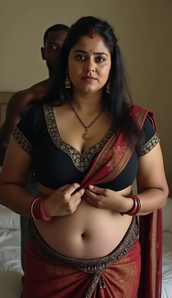 Foto RAW, photorealistic, photography, full body shot, master shot, perfect eyes, goddess like beauty, pierced eyes, perfect thick chubby mallu Desi aunty bhabhi, Full figured woman, juicy thick figure, bulky figure, curvy, fleshy curvy figure, voluptuous body, wide body, full figured aunty, Sexy navel folds, fleshy figure, heavy figure, Wearing a Stanapatta, a chest-band.Saree model, model Photography, Indian saree shoot, Indian traditional wear advertising photography, traditional wear brand shoot, face of Indian actress Sonakshi Sinha, masterpiece, realistic, realism, incredible details,  pleasure, photorealism, detailed skin, skin pores, high contrast, photorealistic Artstation 8k HD digital art trend of high definition and detailed realistic skin texture, ultra detail, realistic skin texture, armature, best quality, ultra high definition, (photorealistic:1.4),, high resolution, detail, raw photo, sweat, Re sharp, by Lee Jefferies Nikon D850 Film Stock Photo 4 Kodak Portra 400 Camera F1.6 Lens Rich Color Ultra Real Realistic Realistic Textures Dramatic Lighting Unreal Engine Trending at Art Station Cinestill 800,(pele altamente detalhada: 1.2), 8k UHD, DSLR, soft-lighting, alta qualidade, grain of film, Fujifilm XT3,she didn't like to wear blouse or bra, She doesn't like to wear bra or blouse as it is against her traditional customs, wearing a Bra or blouse is against her forbidden in her tribes ritual, traditional no blouse saree, detailed hairy armpits, hyper realistic skin, skin pores, sweat, visible veins on the body, lifelike texture, aesthetic, 
