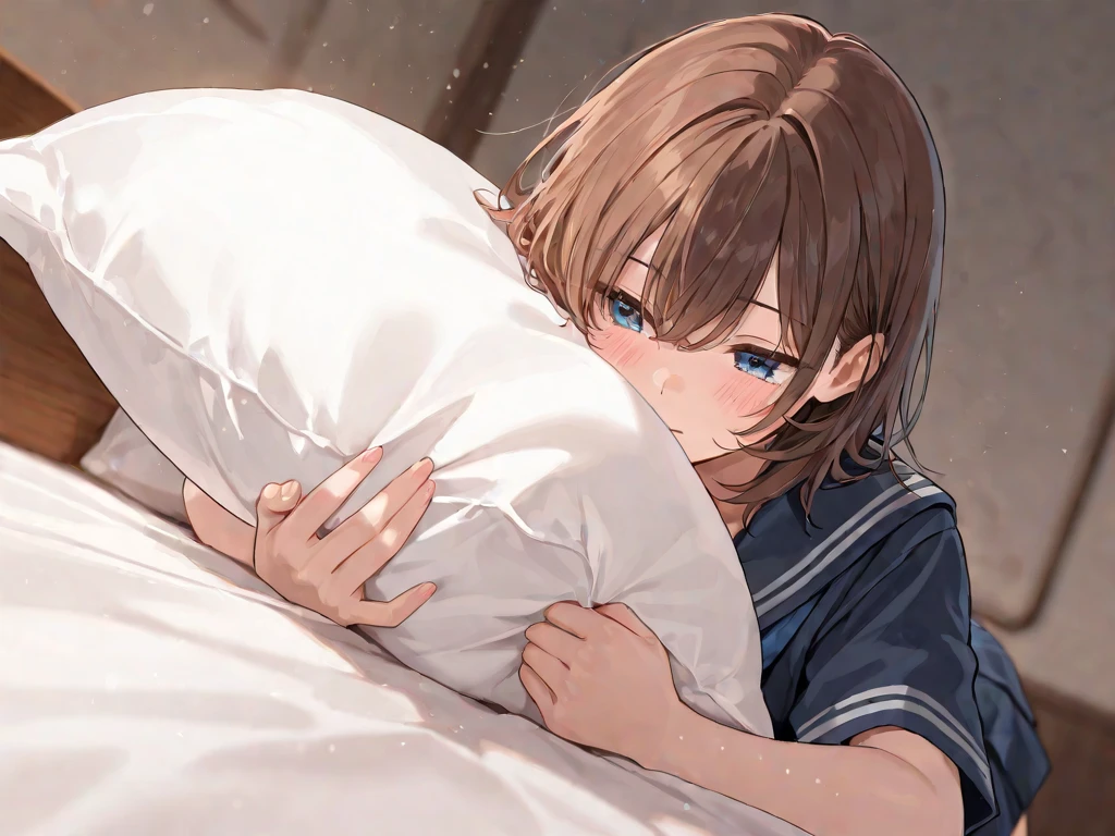 girl  sleeping,sixteen years old、Holding a stuffed animal、I'm drooling with my mouth open、Prone