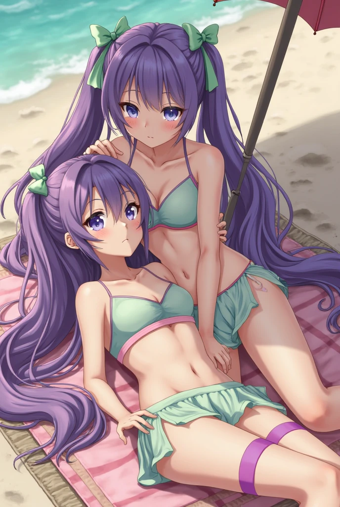 cute thicc femboys having sex with each other with wide hips wearing matching purple sling bikinis that make their huge and luscious assets and their small bulges stand out in the open, the color of the bikinis oddly matching their blooming purple color hair and shining purple eyes.

cum, bald penis, huge ass. ahegao