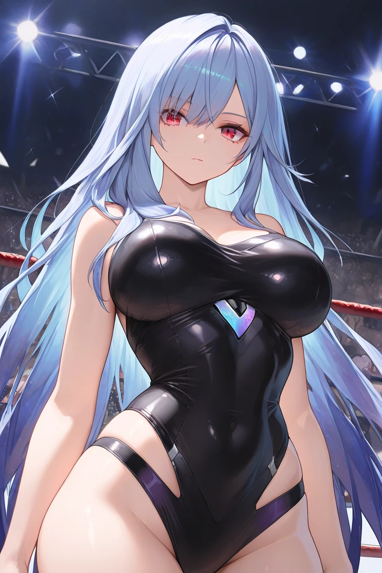 two women wrestling, two women fighting, wrestling ring, 最high quality、best image quality、masterpiece、Ladies in their early 20s、bikini、big breasts ,finding、sweating、scattering sweat、fitness、、fighting pose, high quality、beautiful art、With background((night club))