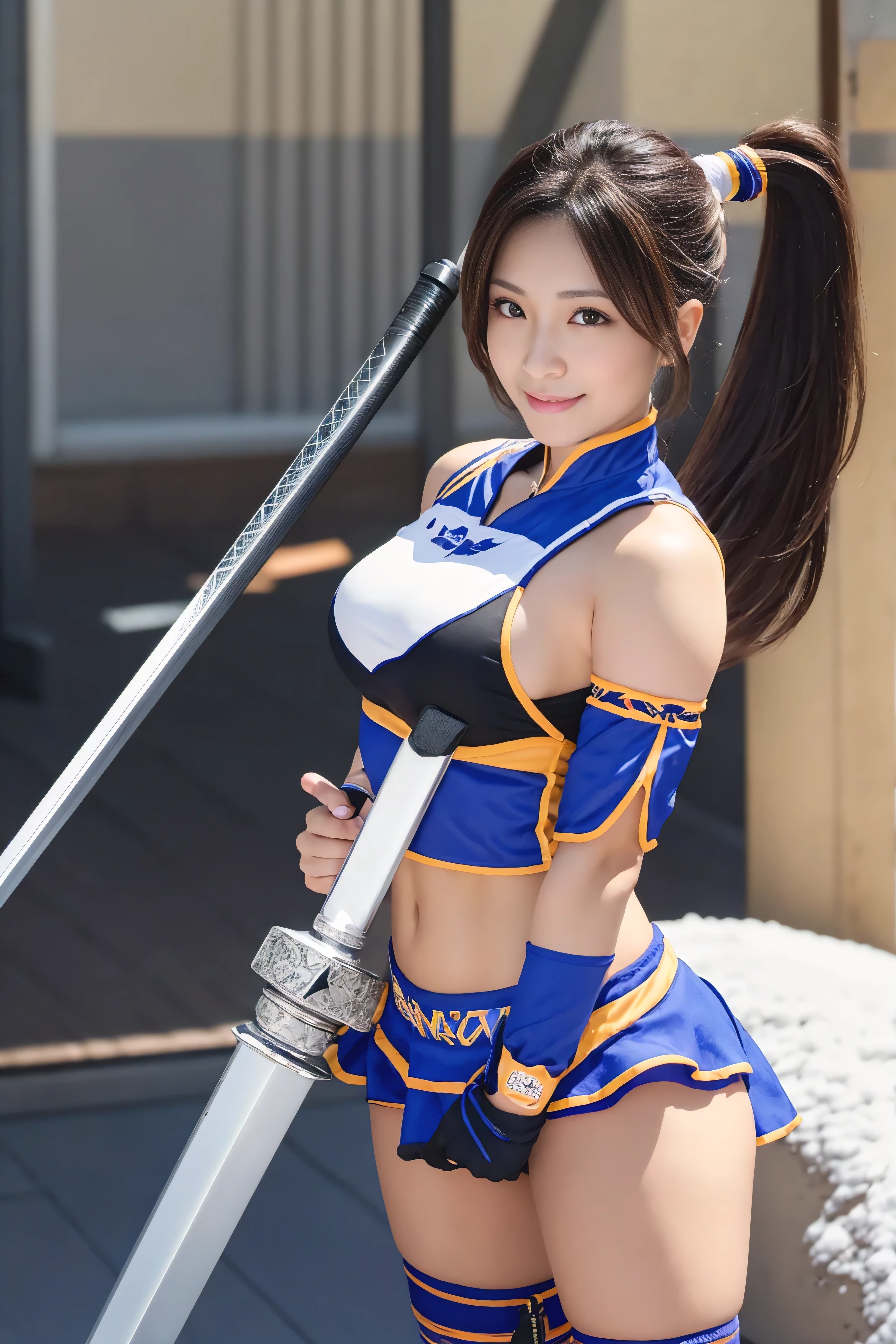 Girl holding a sword on a blue background and a sword in the water, sexy maid dress、 Fantasy World、anime style like destiny/Stay Night, destiny / Stay Night, Alicization, destiny Stay Night, destiny/zero, destiny zero, Female protagonist :8, destiny grand order, Inspired by Le Chevalier, Spectacular artwork of anime, Anime Art, Epic light novel cover art