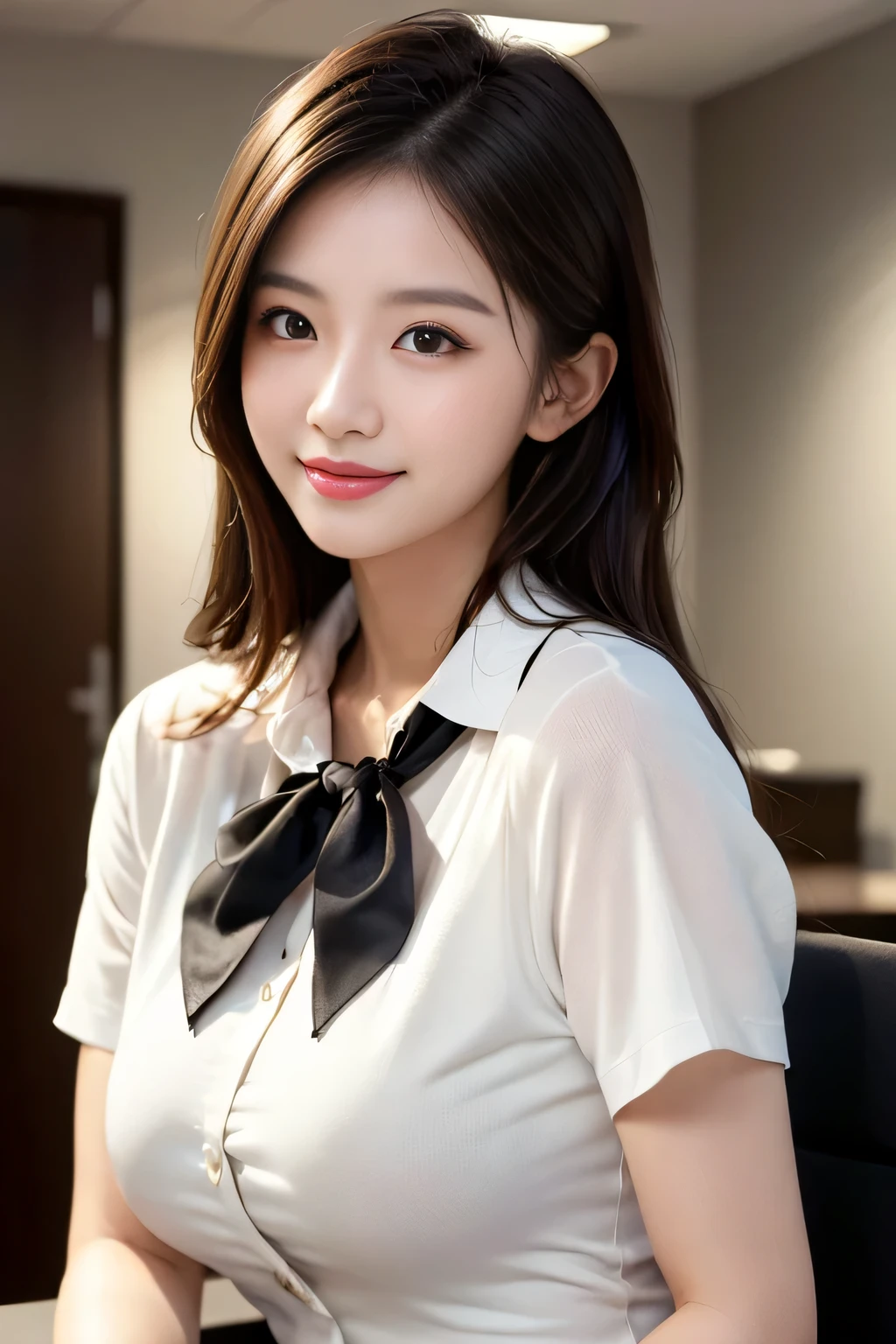 Human tights, undercut hairstyle, (turn around and look), (Look at the camera), (Looked up), (High quality 16K anime), (Tall stature), Sweating,Delicate skin,(((Quiet smile))), (Photorealism), masterpiece, best quality, portrait, Decent shirt(Realistic beautiful asians), Close up and soften everything, spotlight, (皮肤overtake白:1.4), golden make-up, Sharp focus, Detailed anatomy, overtake精彩的脸部细节, 19 years old, White shirt, 拥有一张overtake可爱的日韩台青年偶像脸, (overtake细致的眼睛), (overtake细致的皮肤), overtake级湿润多汁性感柔软的嘴唇, Soft Light, Perfect Yaoyao face, lifelike, (Correct finger), The light is bright, overtake极简风格: Practical, Photorealism, photography, (Black web collar that tightens the neck:1.9), (Very strong physique:1.9), ((((((overtake)))))), Single Ponytail, (Pretty Face:1.9), (((wearing wet white and shirt))), (Extremely detailed face:1.9), Placed in the center of the temple), 、 Raise your hand, No trace, , spark, Female Head, (Integrate with plump body), The light is bright, Perfect hands, The fox spirit in the body, The fox's mind controls this body, The fox soul in this body, A smile, Thin eyebrows, Huge weapon with Kitagawa Keiko,(((((hazy))))),
