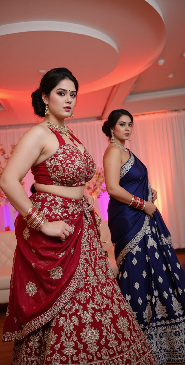 ravishing sexy curvy chubby tall Plus size bbw supermodel Indian 30 years old fat Marriage Woman as elegant bride, in a flower garden venue, wearing ethereal black lehenga and blouse, navel, with embroidered angel wings, lavish flower decorations, intricate henna tattoos,, (ravishing long wavy backlit hair), (enchanting daylight:1.2), (intricate kohl lined eyes:1.3), (adorable smile:1.3) soft dramatic lighting, flower everywhere, big butt, big tall, back pose, backlit, light rays, highly detailed, trending on artstation, paint splashes, rich colour, fantasy portrait, by atey ghailan & Annie Leibovitz)