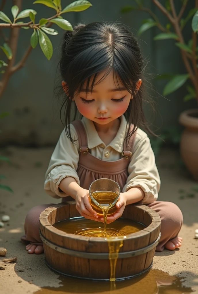 A child uses three singing bowls in a quiet environment