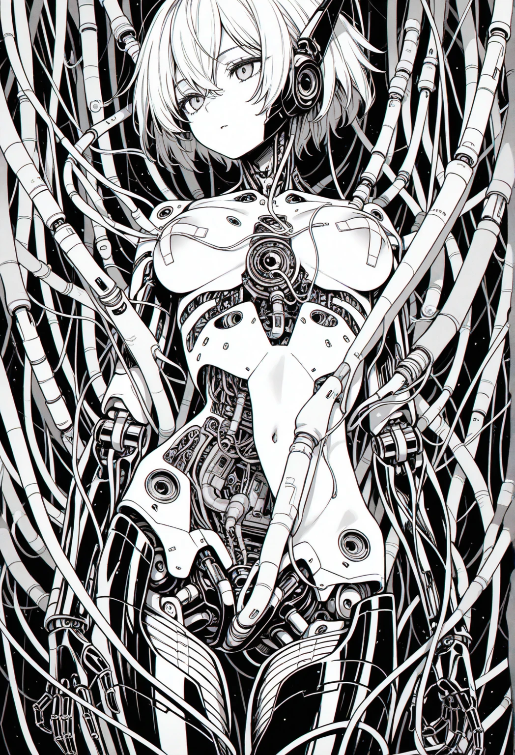 ((full body: 2)),((tachi-e:2.0)), ((character chart:1.5)),((uhd, masterpiece, super detail, best quality, highres, 8K)), (detailed line art), perfect face, Human, about 20 years old, (1 female),Black hair, yellow mesh, yellow eyes, vivid color street fashion, calligraphy、short hair、cool、Pants Style