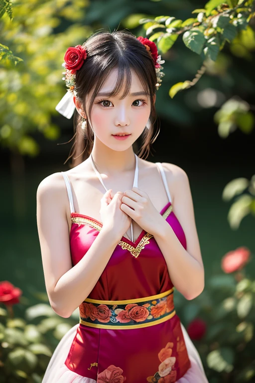 <lora:xiaodan:0.85>, Chinese theme, raw color photo, long shot, realistic, 1girl, a 21-years-old girl, in Chinese restaurant, hanfu, best quality, detailed eyes, beautiful and symmetrical face, slim body, detailed hip, small breast,  innocent expression,  photorealistic, lighting, nighttime, dynamic_color_range