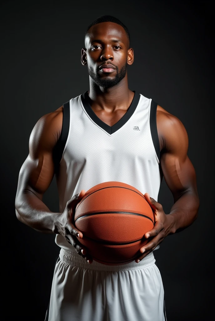 A male character holding a volleyball white background 
