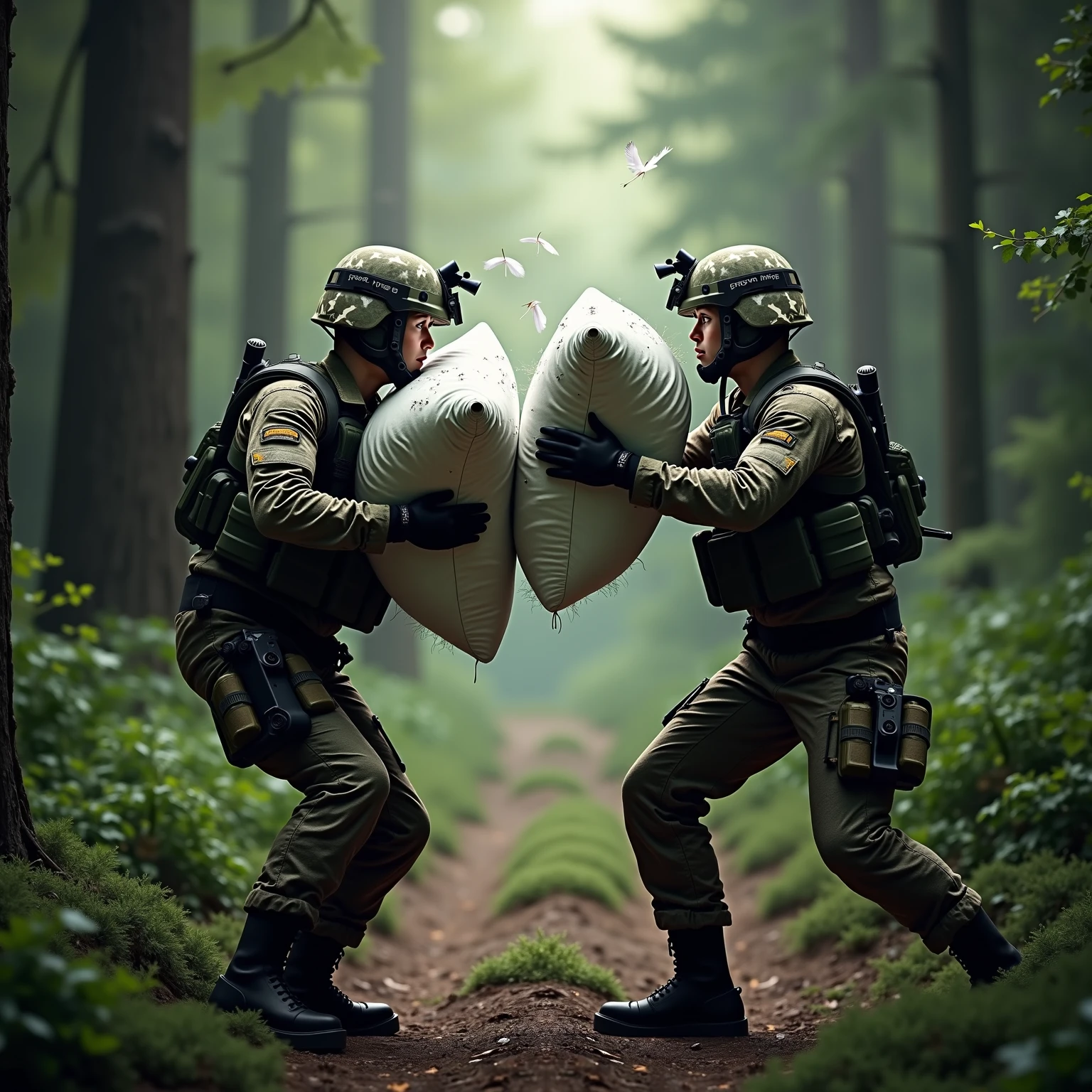 RAW Photo, man wearing tacticool vest, (feminine pose:1.2), FlannelDaddy with a wide smile and perfect teeth, large head, gay engagement photo, detailed big eyes, man wearing camo pattern shirt and balaclava, photo of two men holding hands and looking at each other romantically, sneakerboots, cascades mountains in washington, detailed big eyes, (high detail skin:1.2), film grain, Fujifilm XT3, High Detail, Sharp focus, dramatic, stunning, hdr, subsurface scattering, global illumination, film still, Film-like, bokeh, 3d, vivid color/raytraced/warm colors, photorealistic painting art by midjourney and greg rutkowski, cinematic, 40mm f/2.8, remastered, 8k, 4k uhd, crisp details, ultra detailed