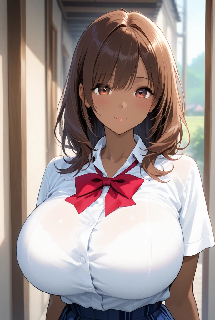 One Woman, Highest quality, masterpiece, Ultra HD, Beautiful breasts, Cleavage, anime, Forehead visible, super beautiful, high school girl, Beautiful breasts, Shapely breasts, Upper Body, nurse, short hair, Gal, hospital, Hospital room, smile,