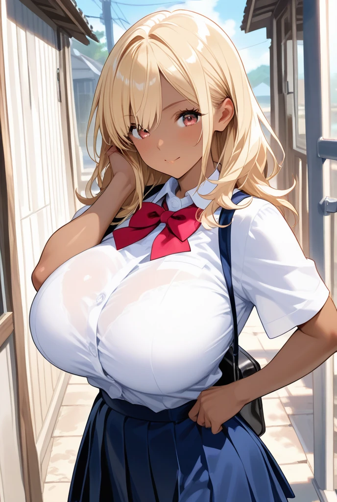 Cinema Lighting、Highest quality、Residential area at night、high school girl、Huge breasts、(Kitagawa.Marine)、orgasm、Embarrassing、Upper Body、angle、random、Lift your own chest