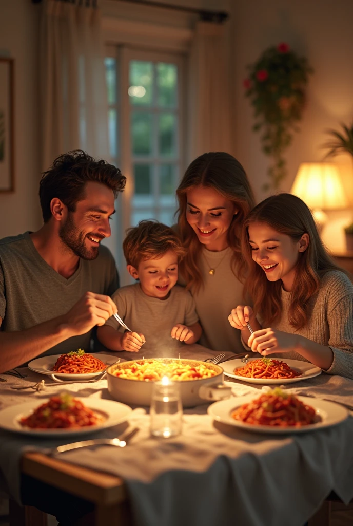 In a family of 5 people all of whom are eating food, there are 2 boys, one girl and two people are mother and father with me drinking milk pussy