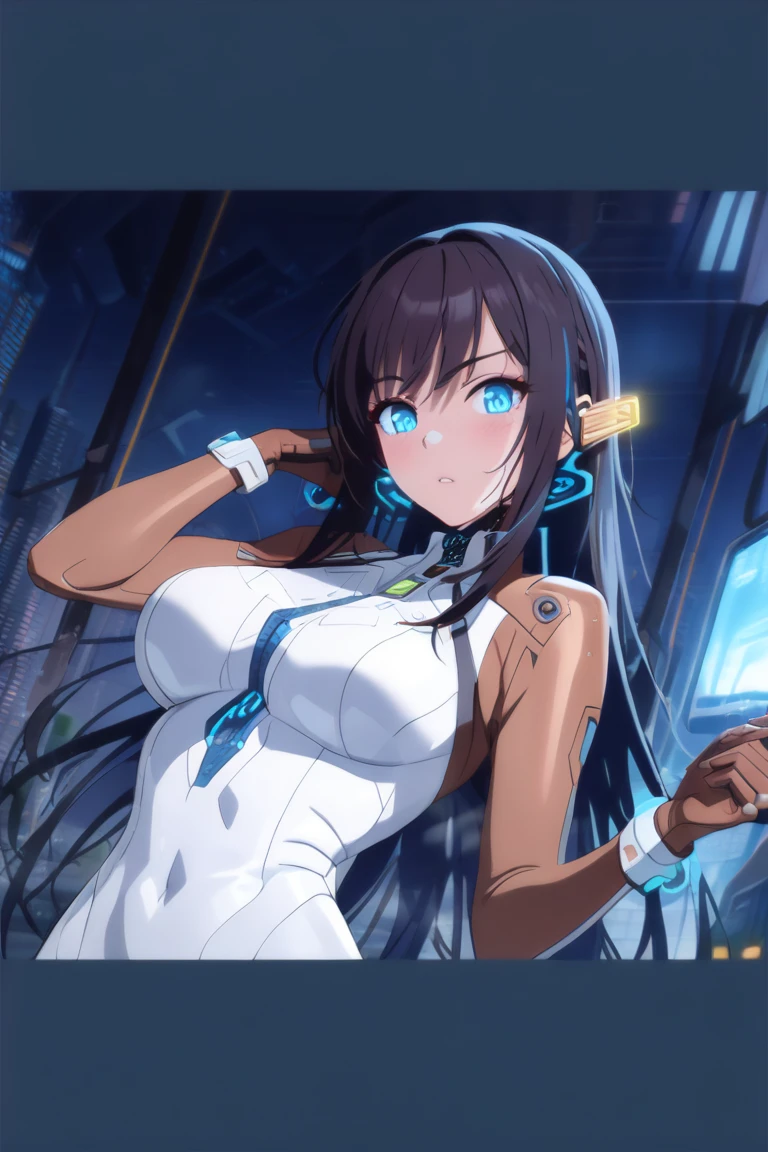 masterpiece, 1 beautiful girl, Delicate eyes, swollen eyes, Top quality, 超high resolution, (Reality: 1.4), light, Japanese, Asian Beauty, Very extremely beautiful, Beautiful Skin, Slim, Forward-facing body, (超Reality主义), (high resolution), (8K), (Very detailed), ( Best Illustration Award), (精美Delicate eyes), (Ultra Detailed), Delicate face, 明亮的light, Professional lighting、The background is a cyberpunk room,There are a lot of monitors inside.....、Ropes connected to clothing、Pink double ponytails、Headphones on the head、Small tattoo on face、Female DJ