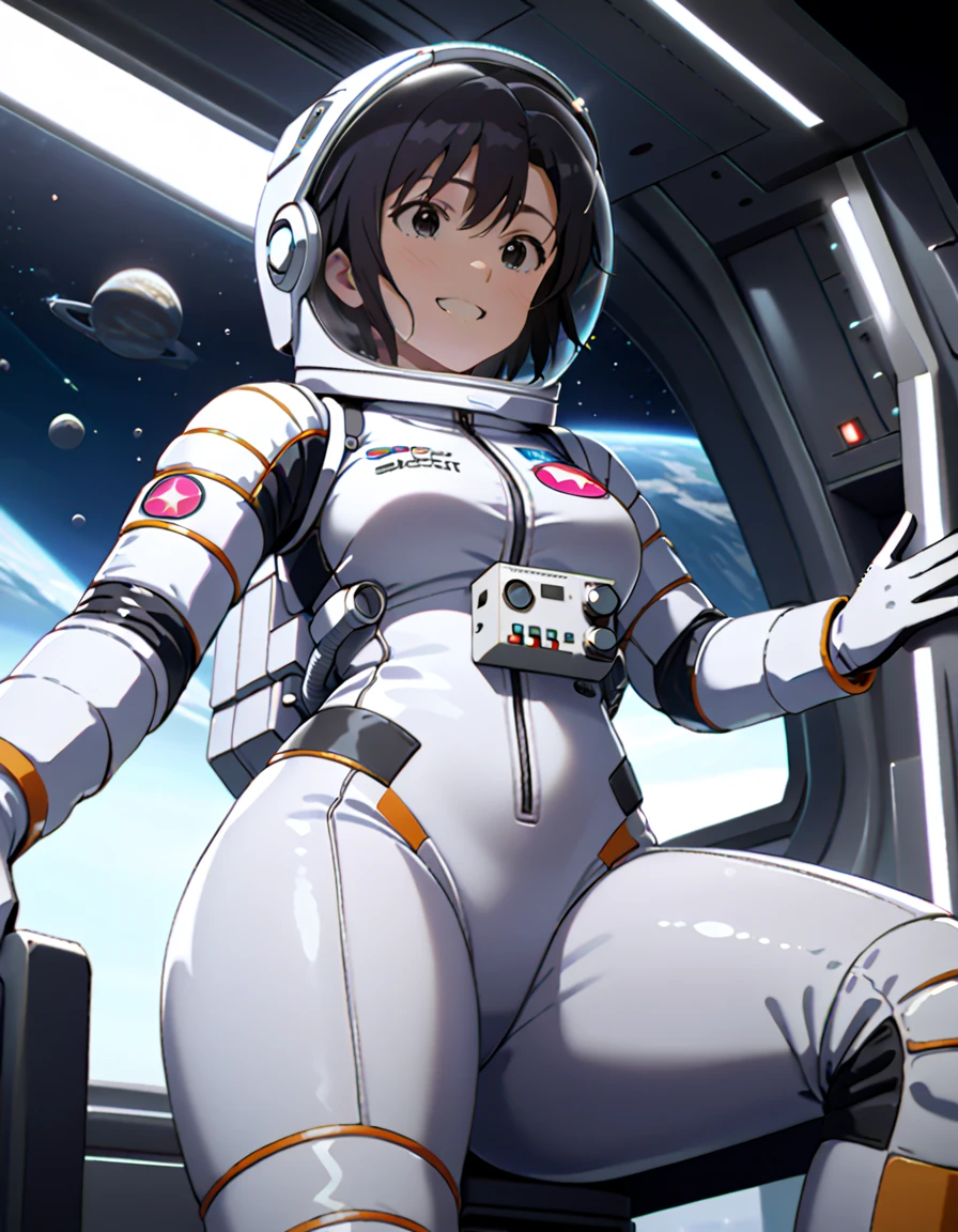 Absurd resolution, high resolution, (masterpiece:1.4), ultra-detailed, 1girl, in spacesuit, (((NSFW))), (((sex))), ((sexy)), bare pussy, show pussy, seen from above, inside spaceship, floating, satellite, running pose, wide-angle lens distortion, (high quality), (pixiv:1.4), Volumetric Lighting, backlight, singer, on the stage, (sexy:1.4), (microphone:1), (big breasts:1),