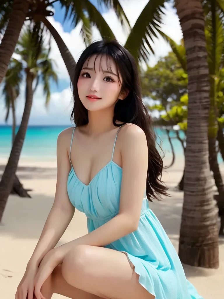 ((top-quality,8K,tmasterpiece:1.3)),focal:1.2,Perfect beauty:1.4,Essential,hindquarters:1.2,((Layered Hair Style,nedium breasts:1.2)),(wetclothes:1.1),(the sunset,the ocean:1.3),Off-the-shoulder floral dress:1.1,Highly Detailed Face and Skin Textur,Narrow eyes,二重まぶた,Whitens the skin,The long-haired,(Keep one's mouth shut:1.3),Smile with,The beauty is unreal,Hairstyling design,Long legs,looking at viewert,Delicate details,Bright eyes,light in face,Cinematic lighting,Sexy figure,Perfect body proportion,Blush,Black hair,Floating hair,(Long hair:1.3),Fake smile,Absolute field,Smooth skin,Expose legs,full body, ,Unity 8k wallpaper,Ultra detailed,Beautiful and aesthetic,Beautiful,Masterpiece,Sit sideways in the water,