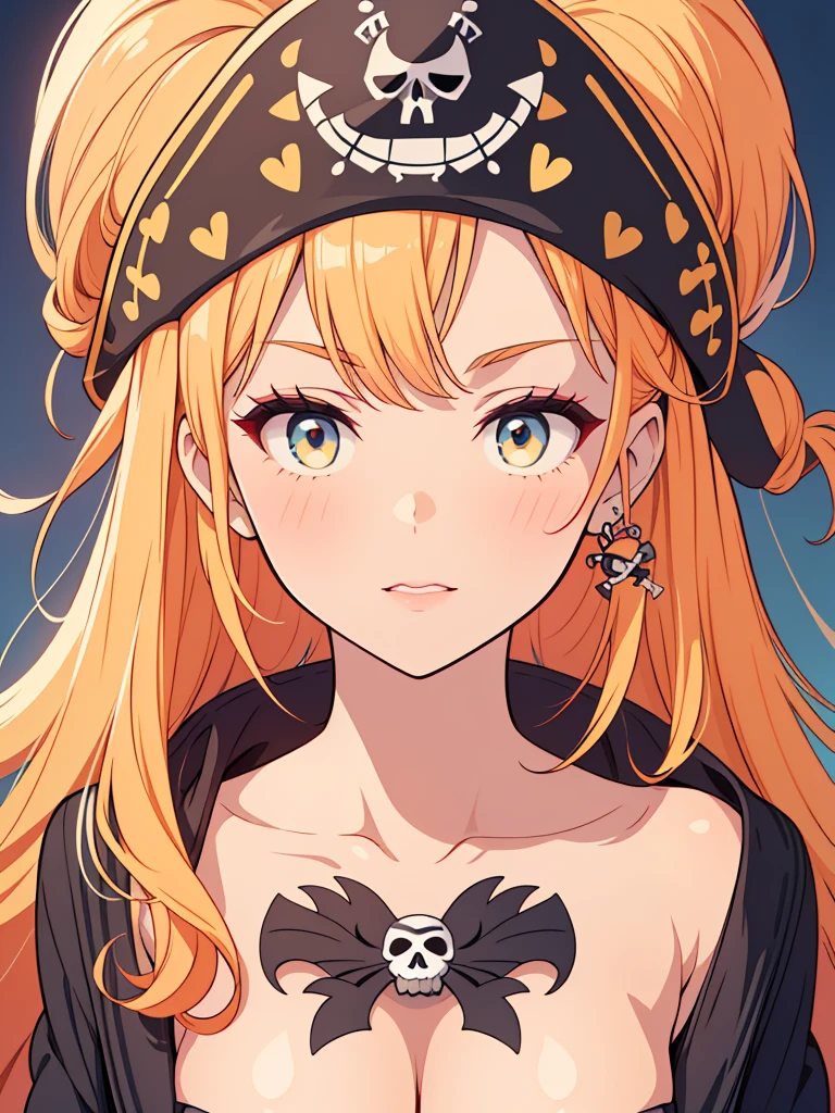 Stylish design inspired by Eiichiro Oda, The strongest girl pirate in history, cute lovely pirate skull, focus on the face, Stylish sunglasses, Fashionable hats, beautiful flower, highest quality