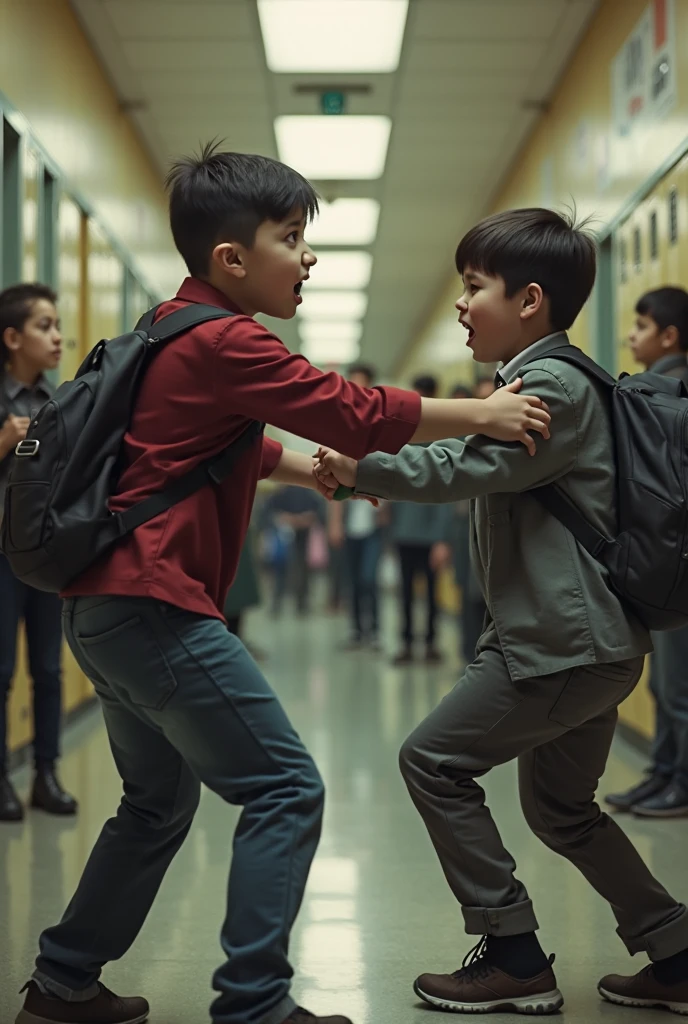 A boy punching a girl