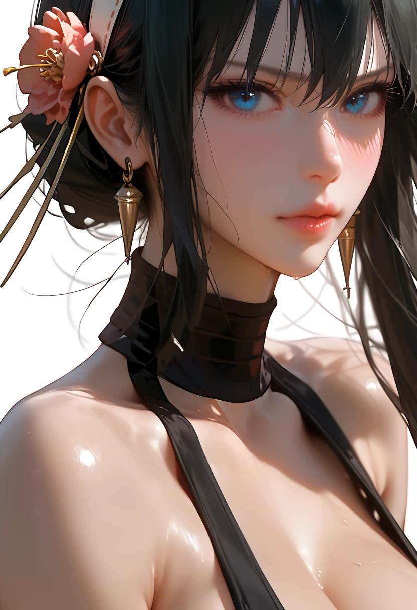 （tmasterpiece，Best quality at best：1.4），looking at viewert，
（wavey hair：0.8）， long black hair， Black Themes，Clothes were torn to shreds，Exposing large areas of skin，cropped shoulders，revealing breasts，The reveal panties，weeping，tear drop，grieves，lies on the ground，Dirty，White liquid