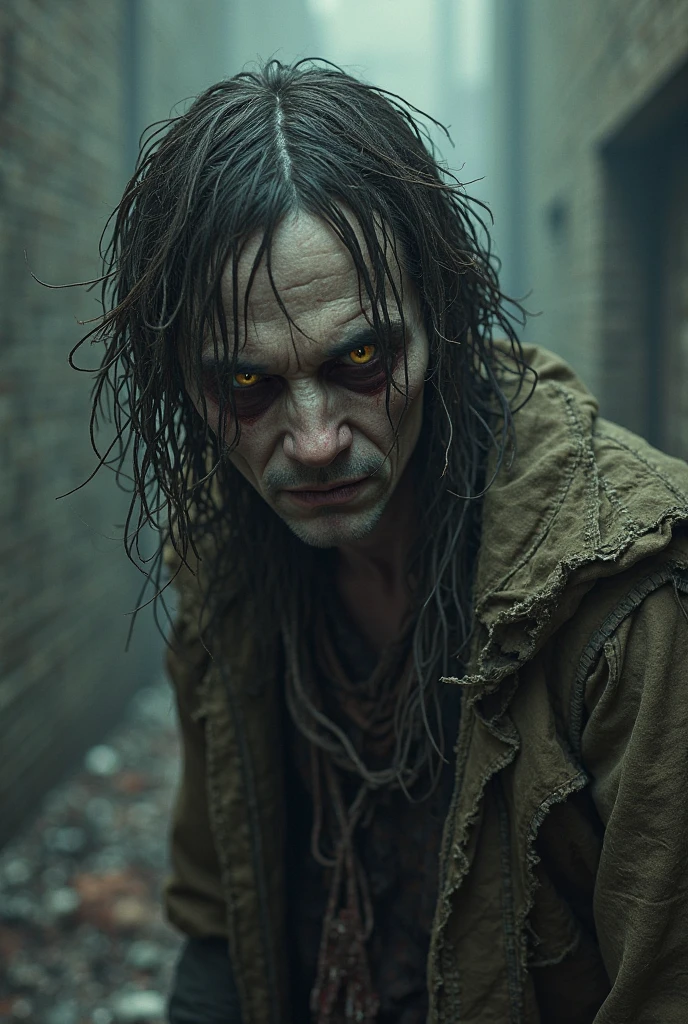 (Realistic:1.5) Best quality, masterpiece, ultra high res, Portrait photo of Johnny Depp with rotting flesh, exposed bones, and tattered remnants of his iconic costume. His eyes glow with an otherworldly, haunting light, and her expression is a mix of ferocity and hunger. Despite her grotesque appearance, there is an undeniable allure to him as he exudes a dark and menacing presence. The attention to detail in the decayed flesh, the exposed bones, and the tattered costume is astonishing, creating a realistic and chilling portrayal of a zombified Johnny Depp. On eye level, scenic, masterpiece. (Johnny Depp:1)