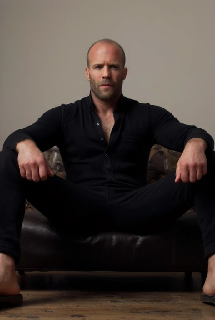 full frame full sun anglo male tan over-muscular bodybuilder, bald with big over-inflated bulge wearing only sheer white tank top and sheer white tights, sheer white socks, laying on beige chaise lounge, showing white sheer socks, luxurious modern stylish living-room in white and gold tones. An older dapper guy serving him a whisky