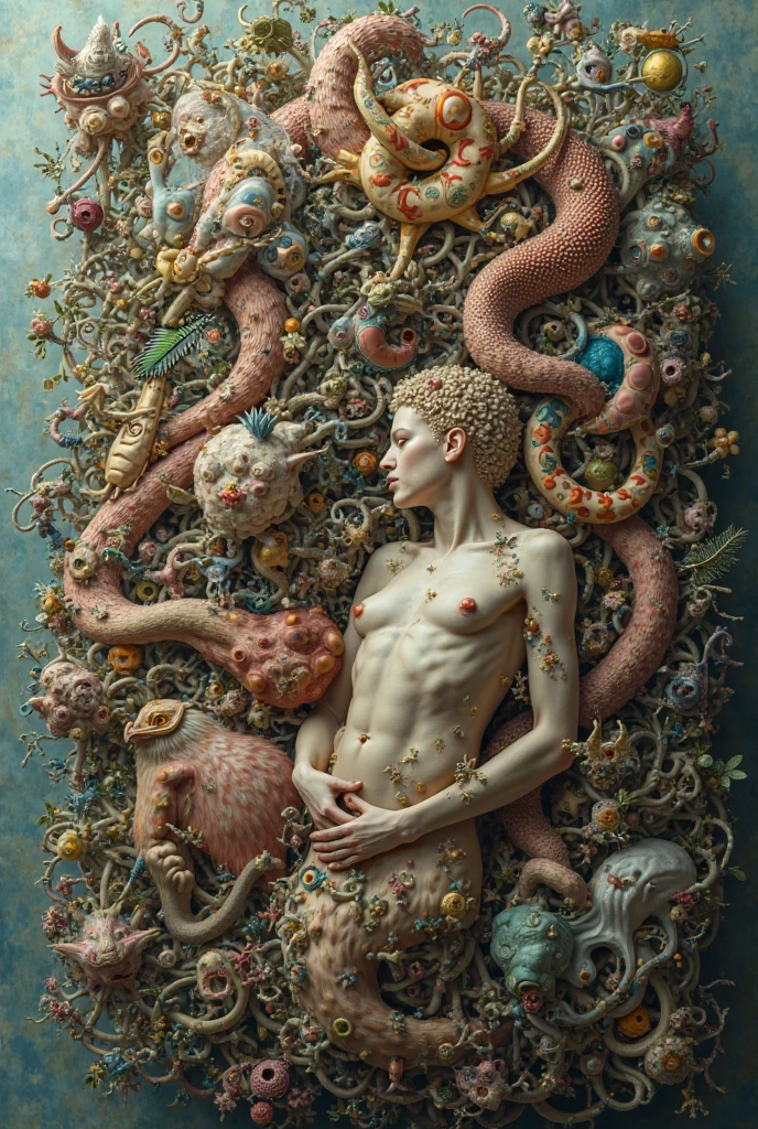 (extremadamente detallado, obra maestra, La mejor calidad, Under the Ocean), Estilo oscuro, volumetric illumination. armadura medieval, rostro con arrugas, lengua larga, tentacle, deforme, imagen submarina vista desde el exterior, pico de pulpo amenazante. manchas de tinta. Rococo composition. Luz de caravaggio