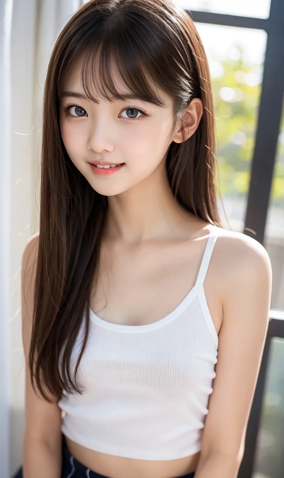 (ung girl), cute face, kawaii, Brown hair, instagram beautiful girl photos, great smiles, (Best Quality:1.3), (Ultra-detailed), (extremely detailed CG unified 8k wallpaper), Highly detailed, High-definition raw color photos, Professional Photography, cherry blossom, colorful pictures, colorful photos, depth of fields, 