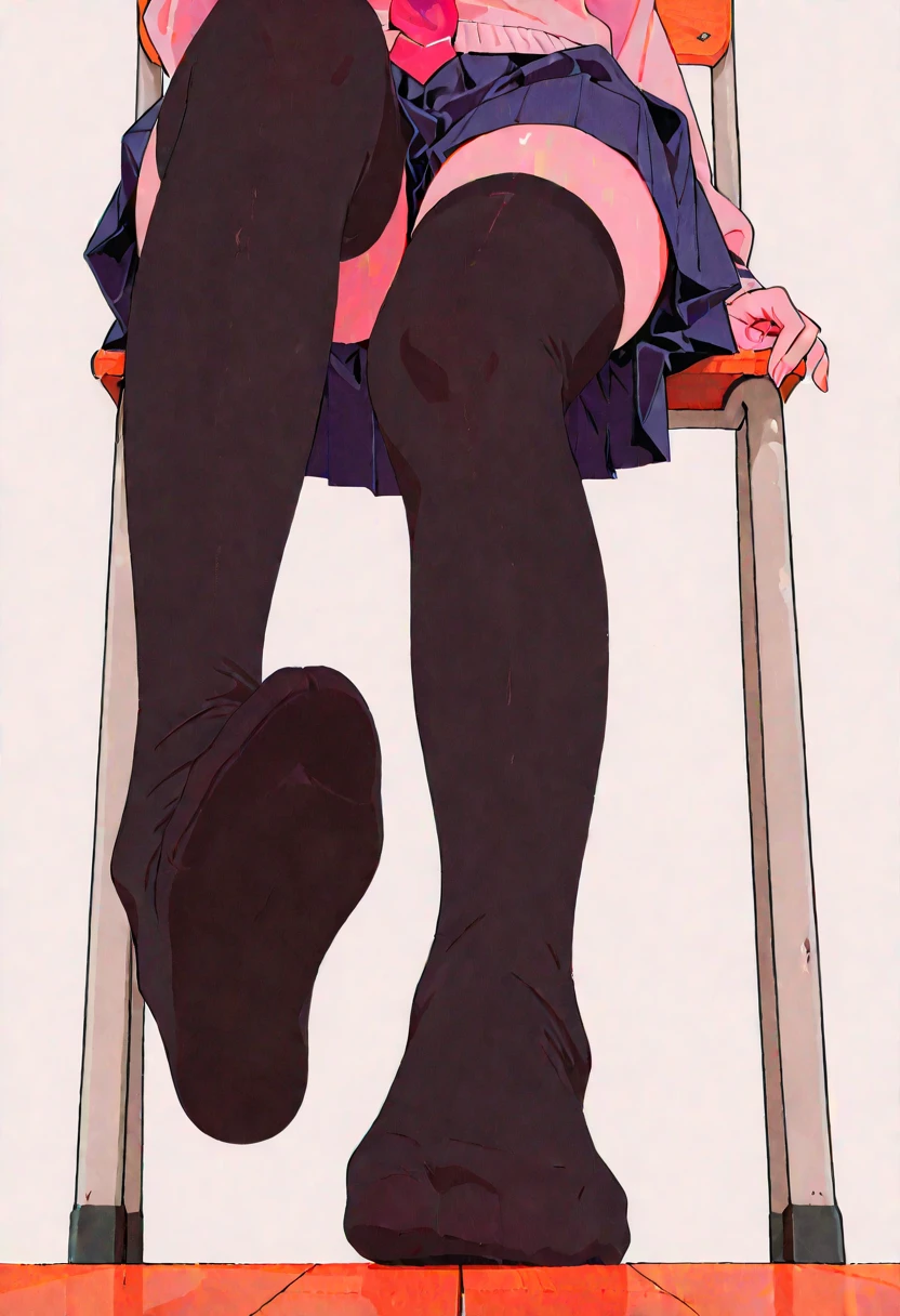 long gloves long socks Show the soles of your feet with socks on school uniform