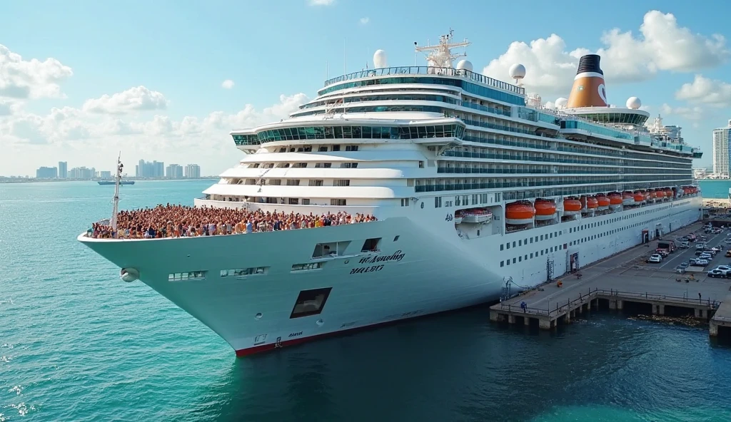 Long-haul large cruise ships，Seven junior high school girls in bikinis play on the resort's beach