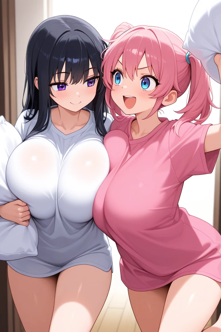mastute piece,Best Quality,insanely detailed,8k cg,nsfw,
take a picture from the chest up,
2girls,2girls line up in a row,2girls look at front,side by side,(gym uniform,pink buluma,breasts out,no bra,bare breasts,bare teats),blush,shy,ecstasy face,gasping,2girls pink hair,perfect breasts,perfect nipples,open mouth,stick out tongue,
indoor playground,