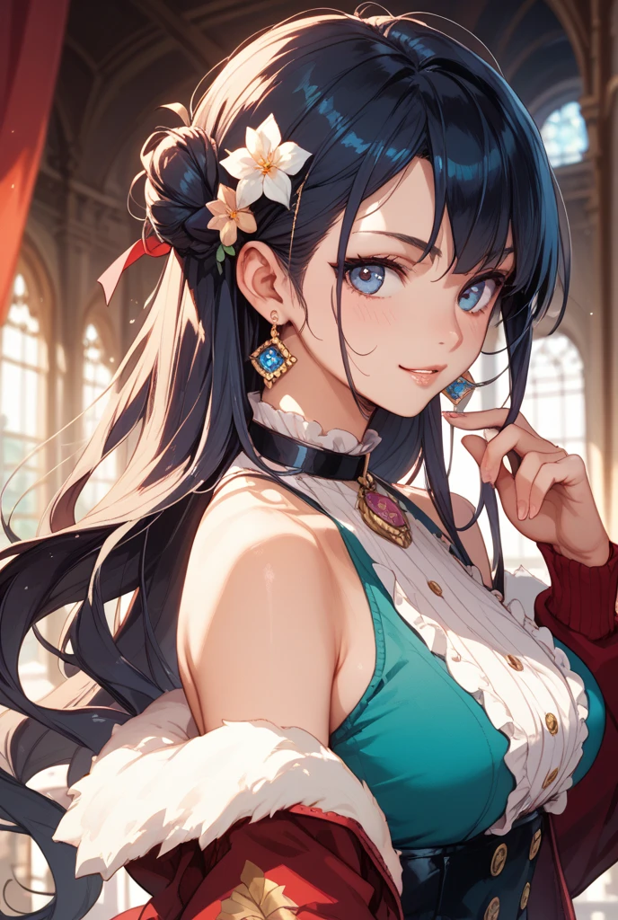 Libby is a very stylish black-haired African-American. she wore pretty aqua green patterned clothing containing a sleeveless dress and knee-high socks, SPARKLE; GLITTER
