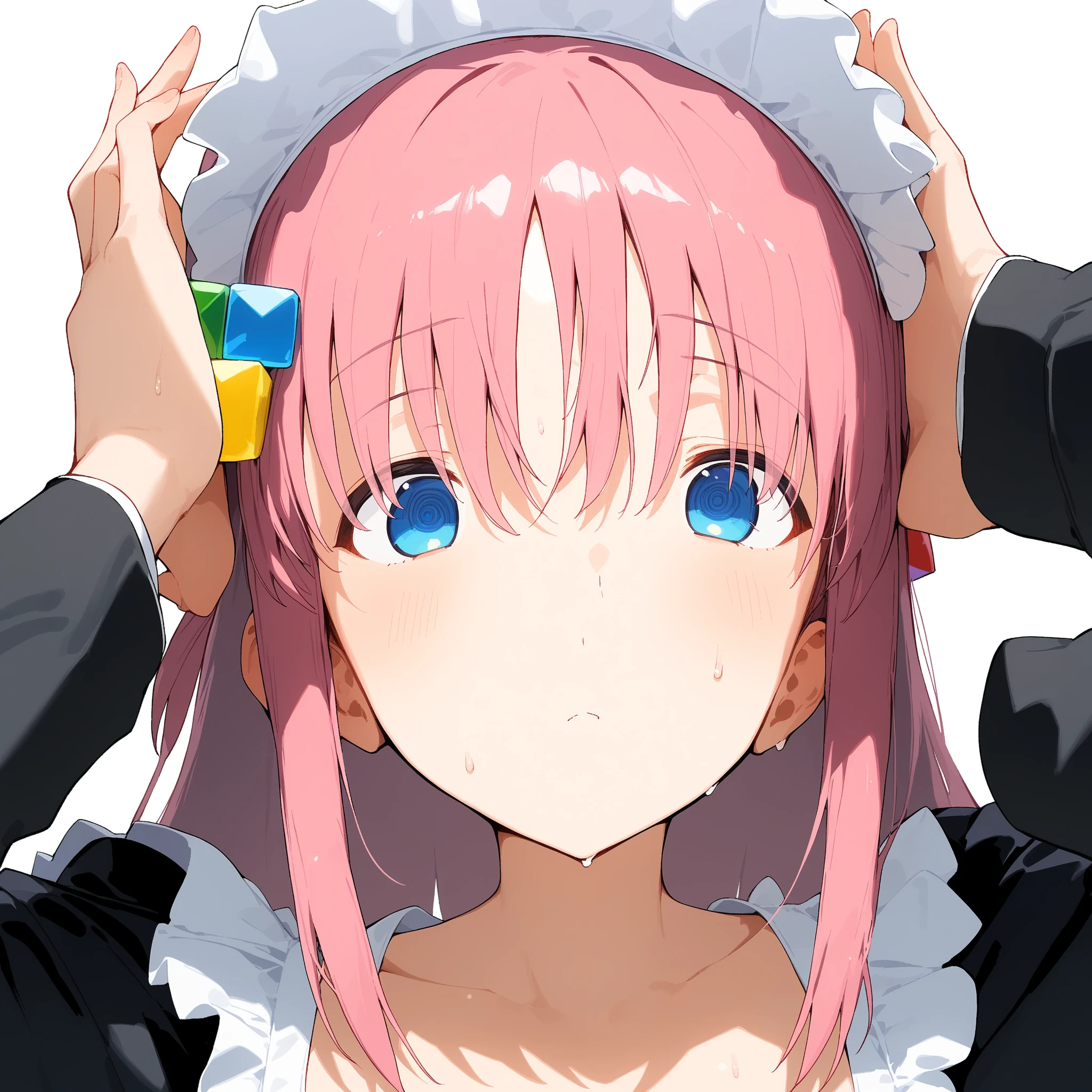 ikaros, ahoge, pink hair, gradient hair, (green eyes:1.5), hair between eyes, low twintails, multicolored hair, pink hair, sidelocks, twintails, (masterpiece), delicate, extremely detailed, (watercolor), blooming, illustration, (1girl:1.4), (solo:1.2), (beautiful eyes, shiny eyes, pink eyes, half-closed eyes), (fluffy hair), photography, Studio Quality, Fisheye Lens, (best quality, glowing light, blushed, glistening, shiny skin, ultra detailed), (apron, naked apron, big natural breasts, seductive pose, breast. , whole body), sexy, (detailed background, complex background, blue sky, angels, heaven), (perfect face, detailed face, detailed eyes,perfect hands,perfect fingers), cowboy shot, ((8k wallpaper))