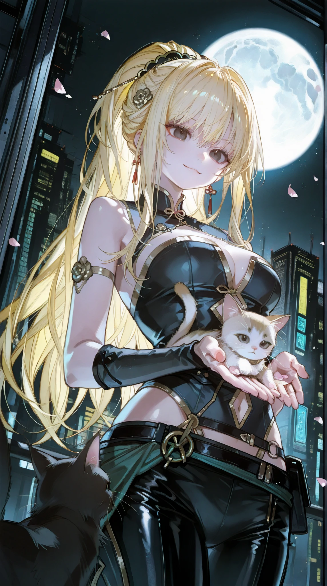 An ultra-high picture quality, Super Detail, High resolution, super beautiful woman, Amorous expression, Shiny flowing layered wavy light brown hair, Sparkling gold eyes, Seductive moist pink lips, Huge breasts, under the boobs, great proportion, perfectly proportions, slender, Full body, Anime, Manga, Illustration, Fantasy, Northern Renaissance style in the background, Galaxy, Magic Circle, Kaleidoscope, Rainbow Neon Light Many Rows, cyberpunked