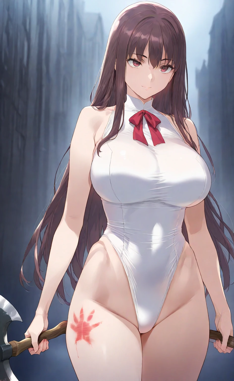 ((highest quality)), ((masterpiece)), (detailed), (((Big Tits)))、ghost、Black Hair、Long Hair、Pale skin、Hands thrust out in front、Open your hands、Wrapped in a thin white cloth、Are thin、Cemetery、night、