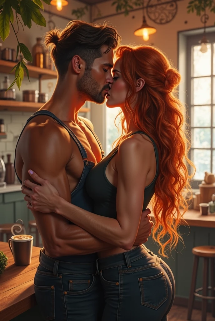 score_9, score_8, score_7_up, 1girl, 2boy, magnificent body, A luscious milkmaid has fun with her boyfriend on a farm, hugs his legs, friendly sex