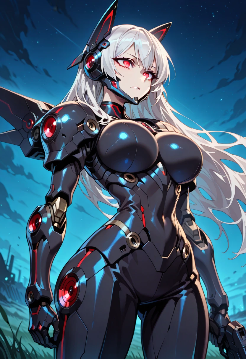 最high quality、best image quality、masterpiece、android girl((18-year-old、 By becoming、vest bust、medium bust,wide open breast tea、red glowing eyes, water hair、messy hair、long hair、thin,highest valley、Blue robot body、Shiny red body、Close ~ eyes、attack、Show the whole body、robot arm、robot feet、villain、evil smile、crawl on all fours、bad smile、laugh loudly)),high quality、beautiful art、background((dark bio facility、dark room、Infrared Sensor、red lighting))、Flight、debris flies、Depth of written boundary、movie、visual art、perfect art、8K,genuine、