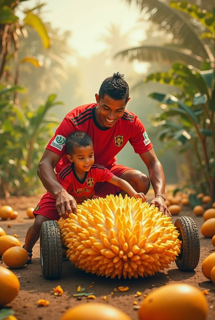 Children picking mangoes and surrounding children picking mangoes