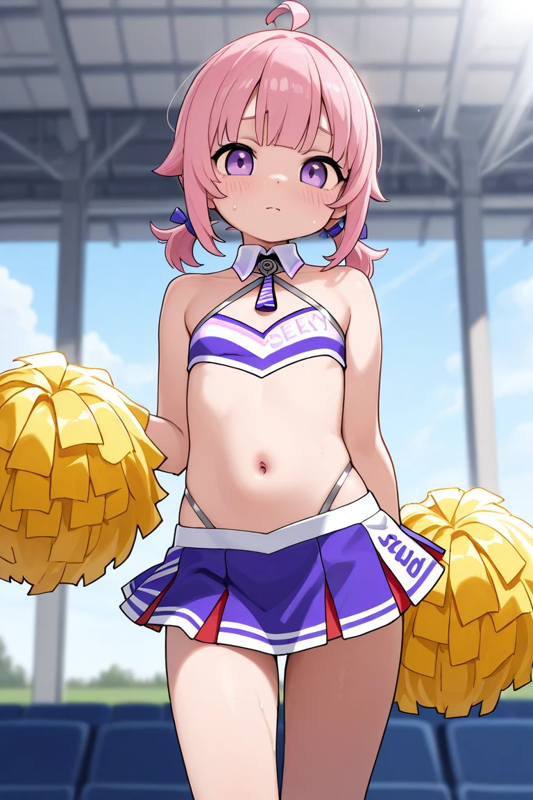 NSFW,masterpiece,Highest quality,High resolution,Very detailed,white\(no game No life\),Small breasts,ponytail,(Cheerleader),See-through,Tank top,Crop top,Micro Mini Skirt,Groin,Knee-high socks,Thigh straps,sports boots,baseball Ground,Audience seats,fence,Frustrated face,blush,Sweat,sexual excitement,(Ecstasy face),(Squirting),(orgasm),Trembling,Are standing,From below,Remote Control Vibrator