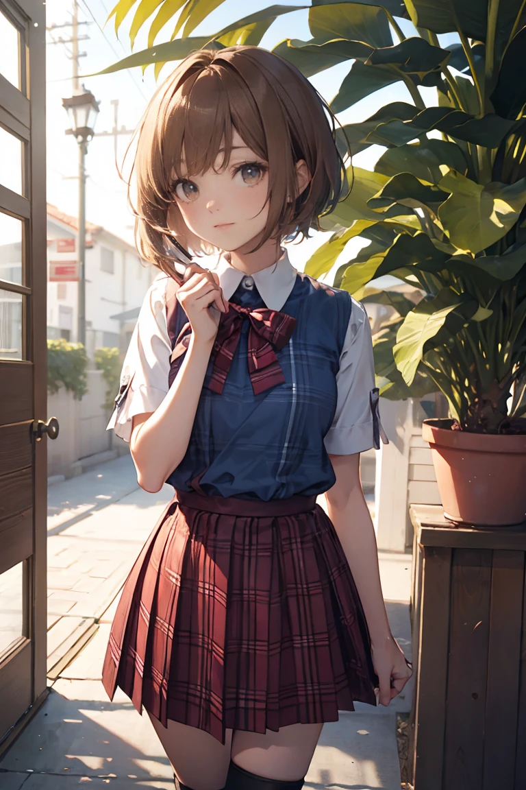 masterpiece, best quality, sakura Kinomoto, 1 guy, solo, warrior, metallic armor, blush, surprised, cameltoe, ((looking at the viewer)), ((dynamic pose)), ((dynamic angle)), ((curved)), better shadow, better lighting, fine details, ((perfect shadow)), artbynoise, realistic face, realistic eyes, tomoeda primary school, garden, day, school bag with hanging decorations,