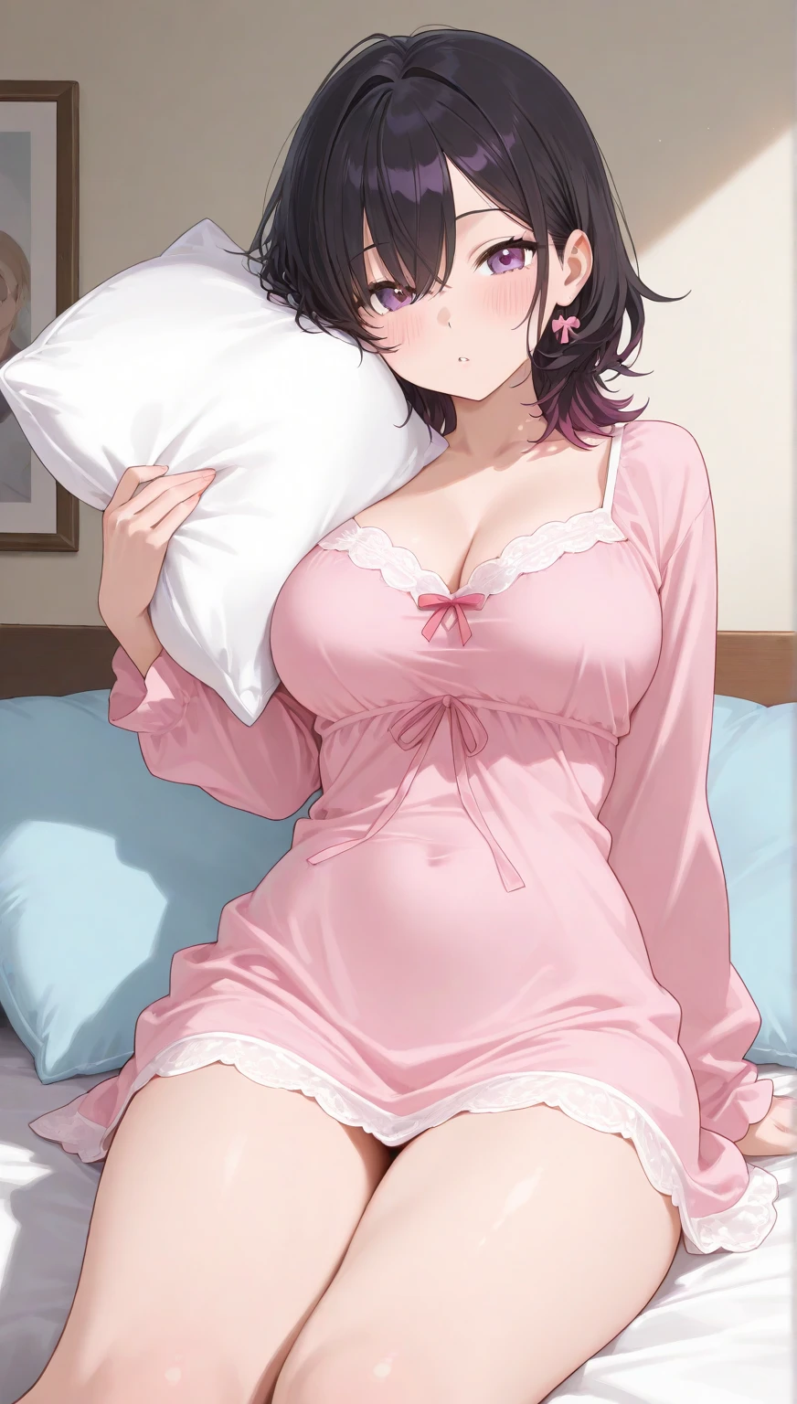 (tmasterpiece,best qualtiy:1.2),,huge tit,pyjamas,Sit Pose,opening legs,