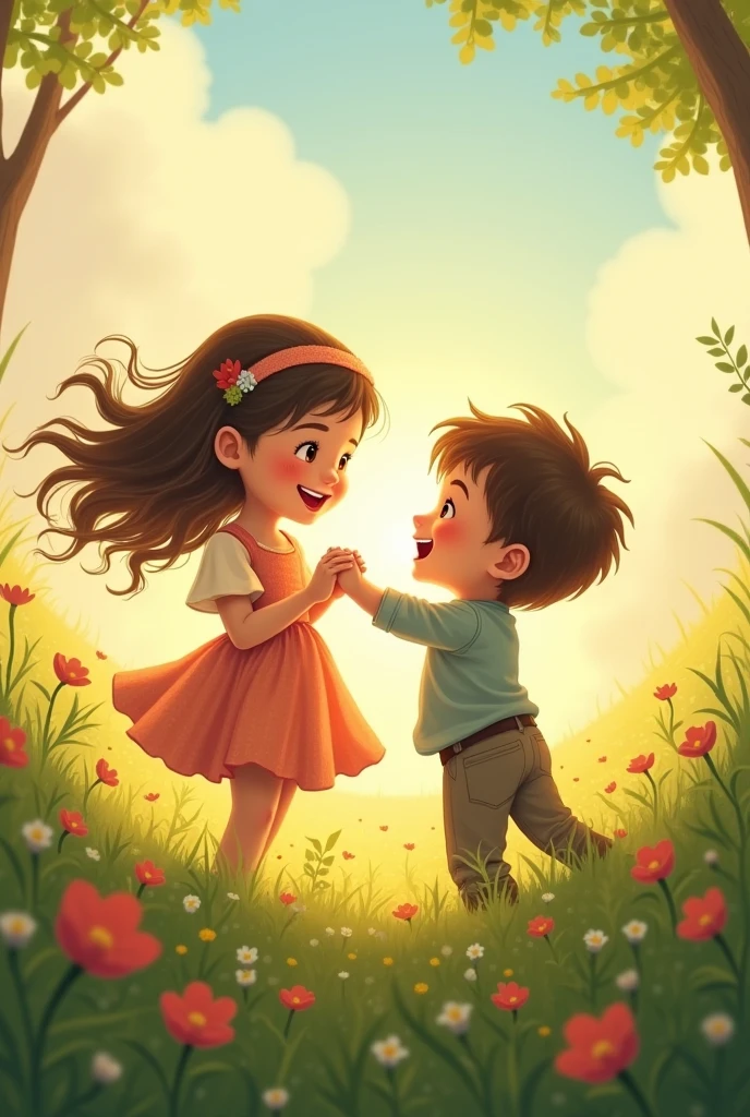Creat a girl and boy who are friends after sometime boy and girl grow to heather girl leaving to boy he fell sad