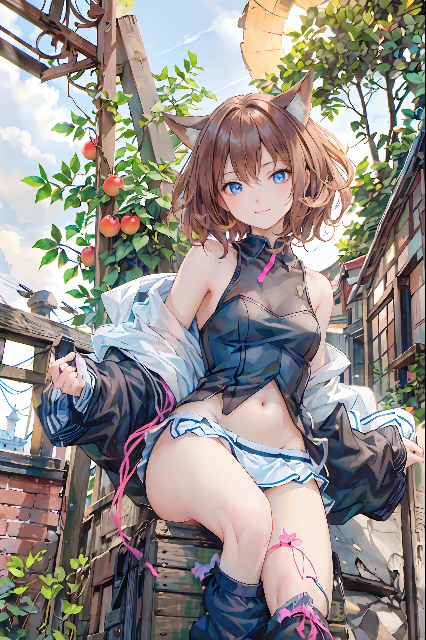 Completely nakedの女性、Completely naked、I can see her boobs, navel, pussy, clitoris and labia majora.、Short, fluffy, dark brown lob hairstyle、Small breasts、R-18 illustration、She is blushing with embarrassment、She spreads her legs wide and opens her labia to spread her pussy、This is the rooftop of Tokyo&#39;s tallest building late at night.、You can look down on the city buildings from here.、１A girl is masturbating、It's night now、サファイアのアクセサリーが付いている大きな黒いwitch hatを被っているCompletely nakedの女性、Completely naked、I can see her boobs, navel, pussy, clitoris and labia majora.、knee-length black stockings、Short dark blue loose lob hair、Small breasts、R-18 illustration、Masturbation、She has pubic hair growing between her legs、I can see her underhair、Tokyo rooftop terrace late at night