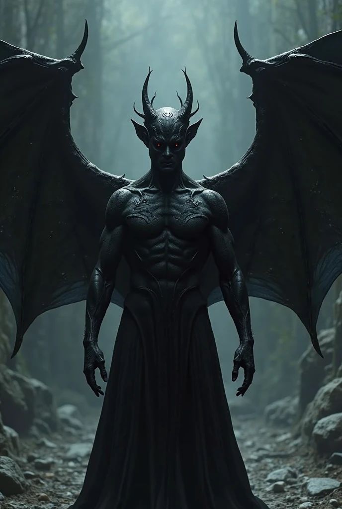 bat human have a three wings on the back (white angel wings, black bat wings, dragon wings)