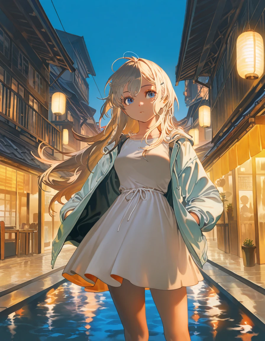 mix4,(Ultra HD 8K photos、Best Picture Quality、A masterpice:1.2),(realisticlying、Photoreality:1.37),1girll,adolable,view over city,the night,rainy days,moisty,profesional lighting,photon maping,radioactivity,Physical rendering。