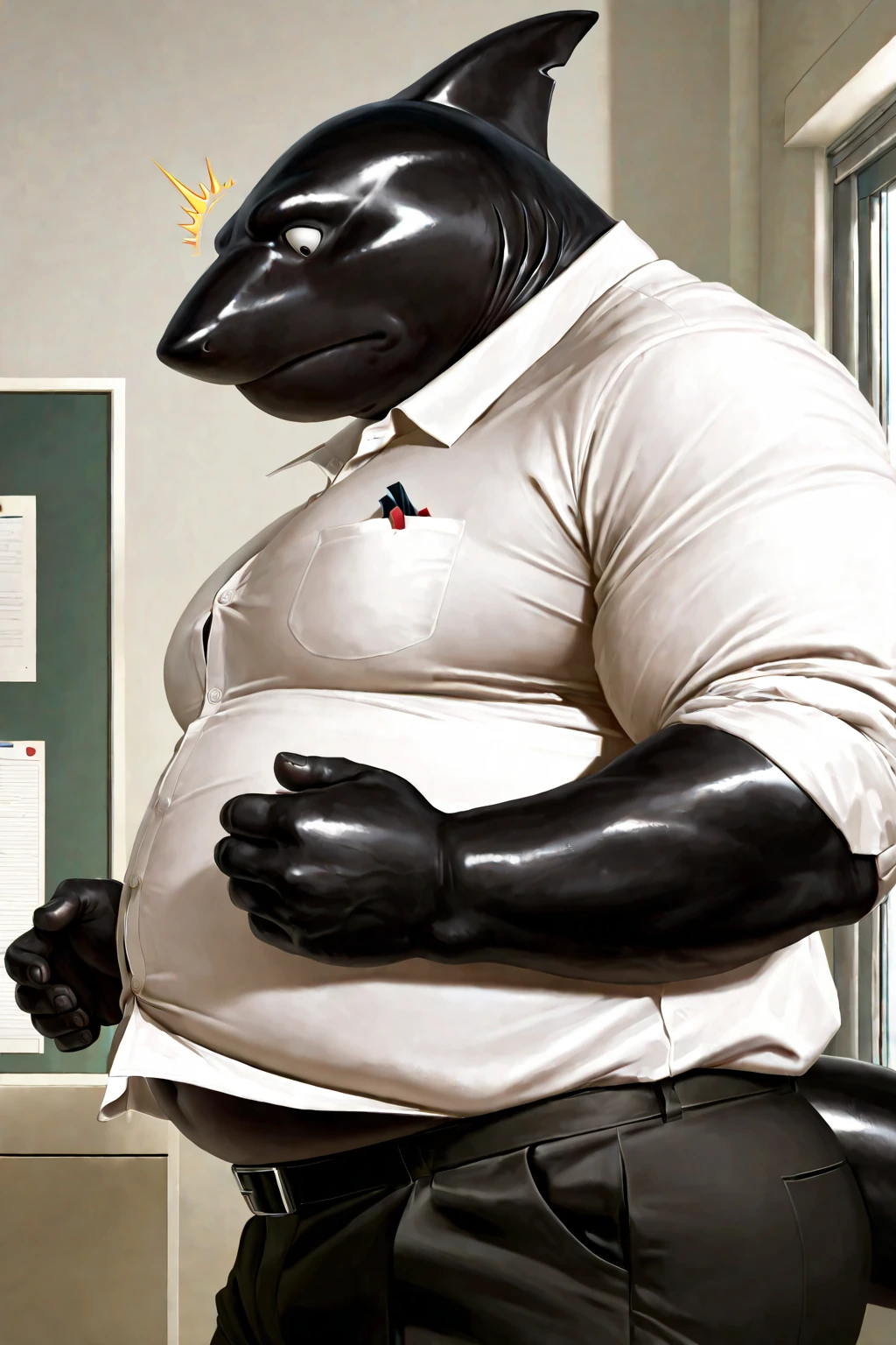 chubby polar bear  male dad office suit  white shirt slighly  well built , blue eyes glasses, head crest white hair, levitating relaxing  spread legs, five toes feet with white ankle sock, disney profile, full body smug , kemono , high quality 