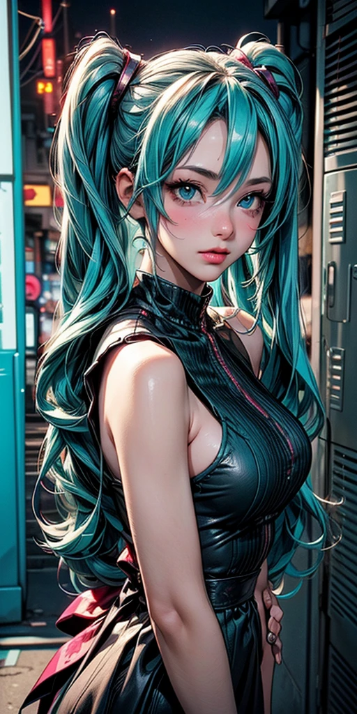 8K、top-quality、Masterpiece、An ultra-high picture quality、ultra-detailliert、Super beautiful、animesque、Ultra-realistic flesh feeling、full bodyesbian、Drinking a latte、Off-shoulder blue knitwear、Beautuful Women、Long blue hair、poneyTail、Blue eyes、shinny skin、Very gigantic-breasts、extremely big ass、shinny skin 、The background is a café --auto --s2
