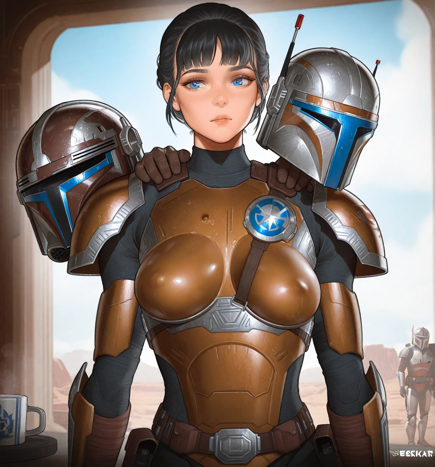 Sexy big tits Twi'lek, lithe body, massive tits, gigantic boobs, busty, thin, athletic, ((red skin), twi'lek), evil space knight, space ninja, (wearing (((modest))) loose black tunic, cowl, cloak, gloves, leggings, straps, buckles, corset, long skirts, long sleeves, fantasy, ((armor))), ((busty), slender body, thin, slim sexy body, slim waist, ((huge breasts))), Imperial starship, Star Wars,