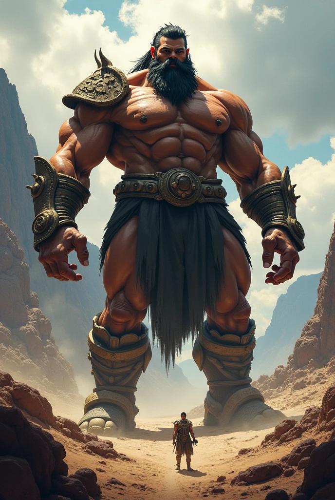 Image living giant men, with a background of ancient Mexican landscapes.